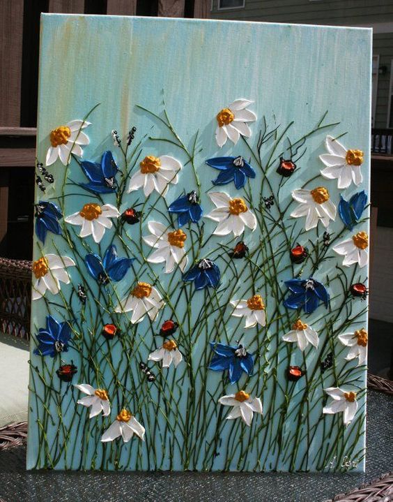 pictura acrilica cu flori