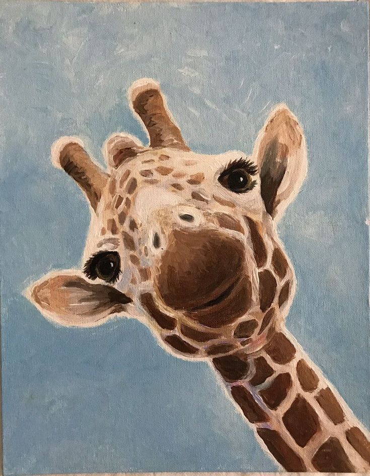 pictura acrilica cu girafa