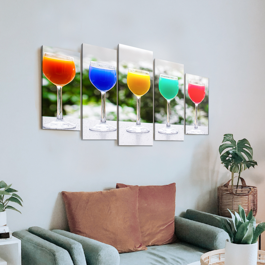 Tablou cu 5 piese Pahare cocktail multicolor 2 - Pepanza.ro