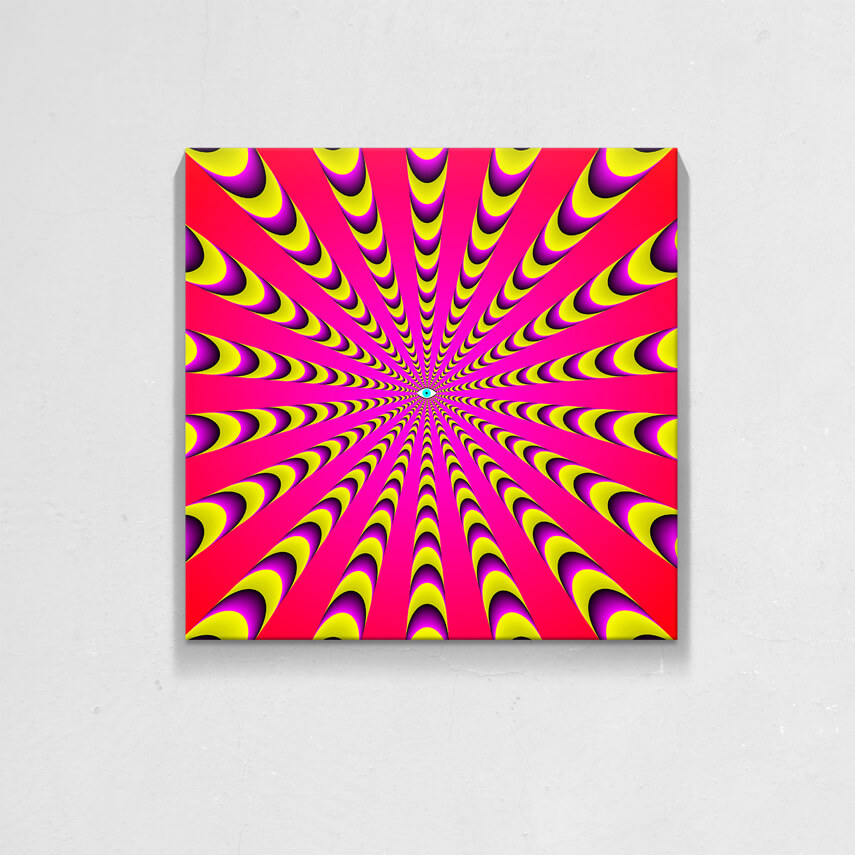 Tablou canvas Iluzie Optica Radiala Roz-Galben- Pepanza.ro