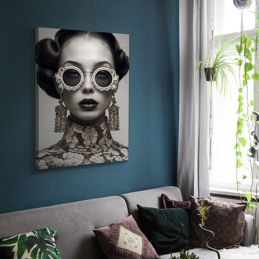 Tablou canvas Portret Alb-Negru Floral 2 - Pepanza.ro