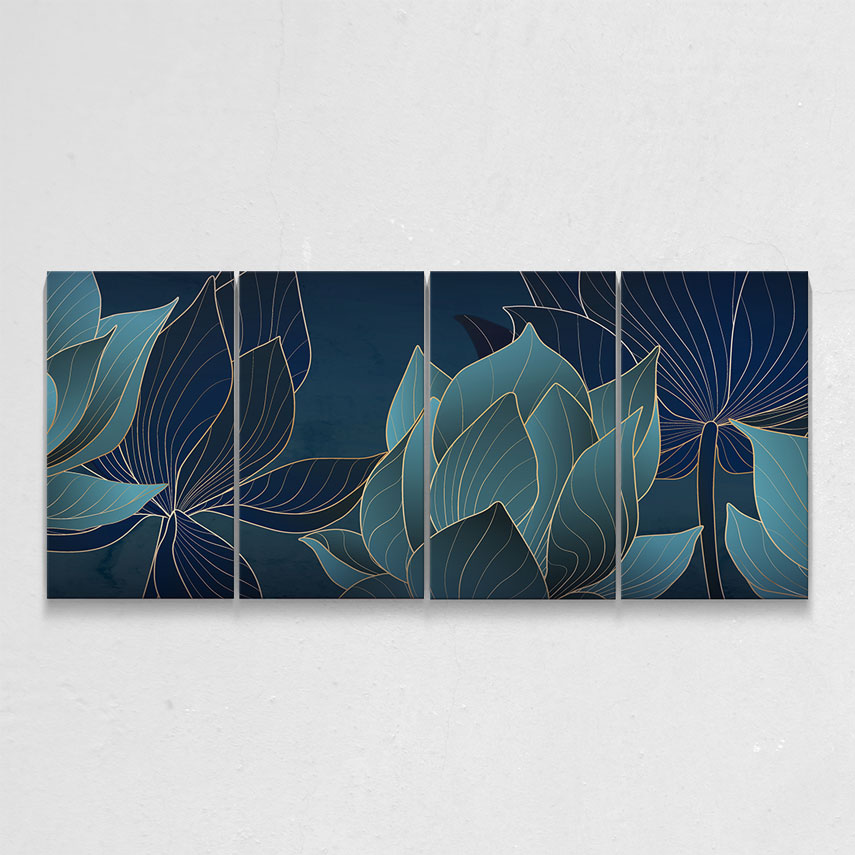 Tablou cu 4 piese Blue lotus - Pepanza.ro