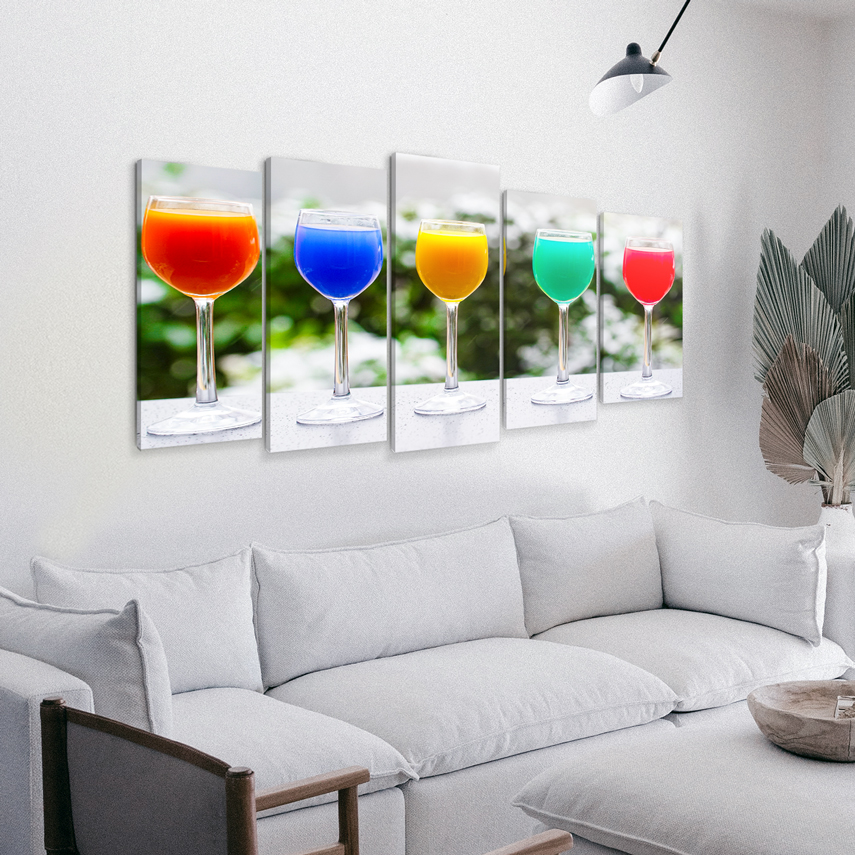 Tablou cu 5 piese Pahare cocktail multicolor 3 - Pepanza.ro