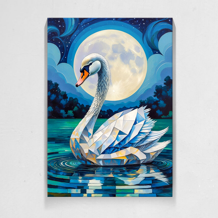 Tablou canvas Lebada Cubista Sub Luna- Pepanza.ro