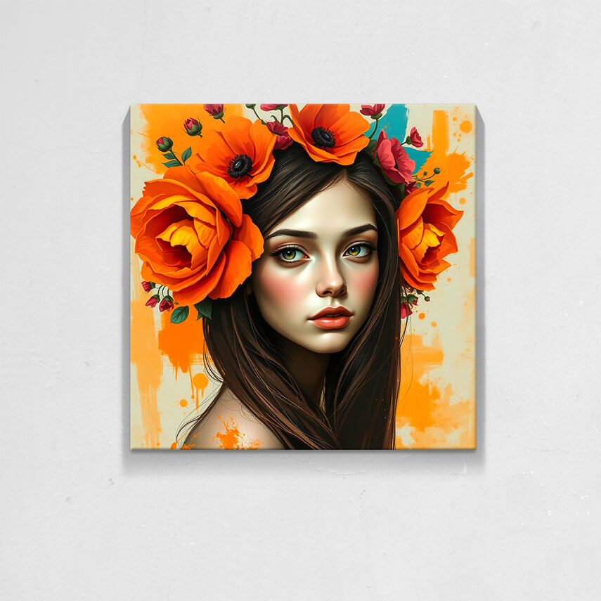 Tablou canvas Portret Floral cu Maci- Pepanza.ro