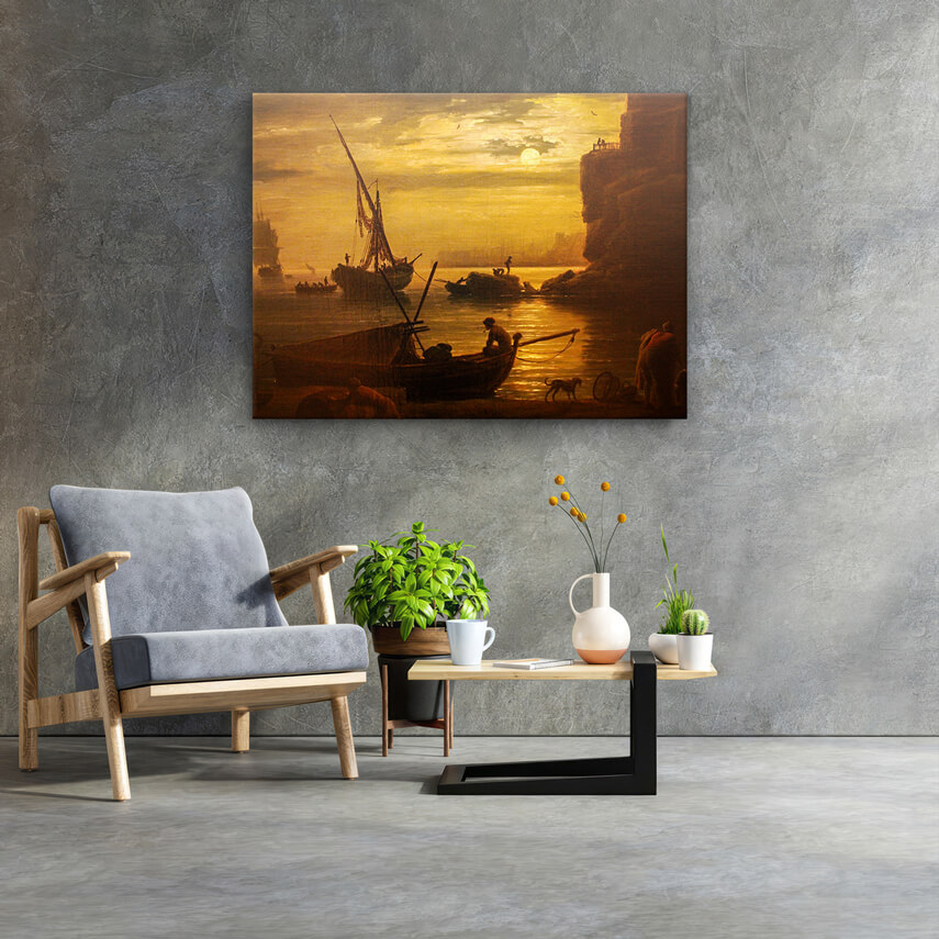 Tablou canvas Claude-Joseph Night: Mediterranean Coast Scene 3 - Pepanza.ro