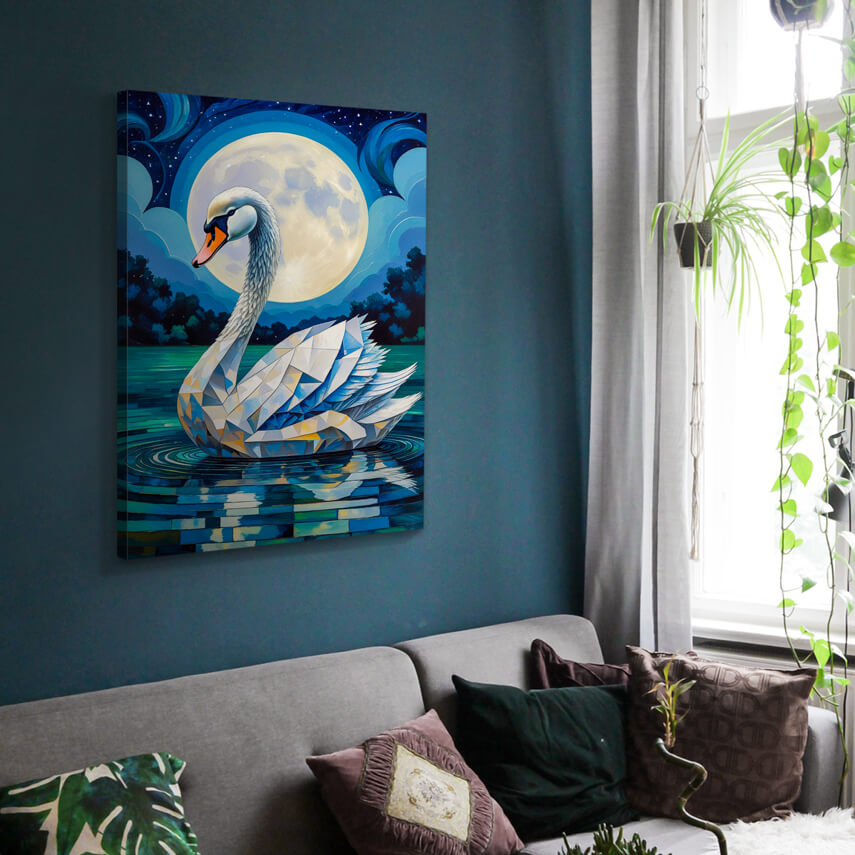 Tablou canvas Lebada Cubista Sub Luna 2 - Pepanza.ro