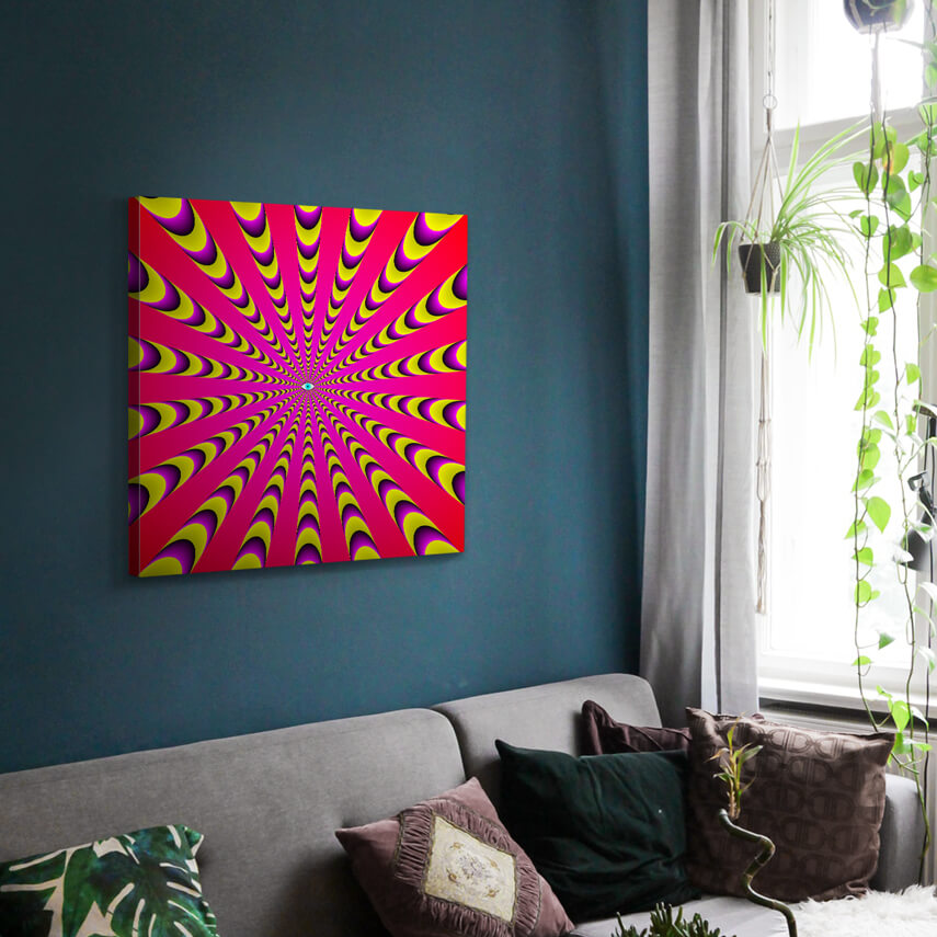 Tablou canvas Iluzie Optica Radiala Roz-Galben 2 - Pepanza.ro