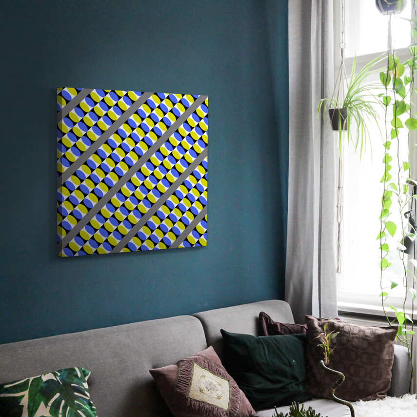 Tablou canvas Iluzie Optica Diagonala Galben-Albastru 2 - Pepanza.ro